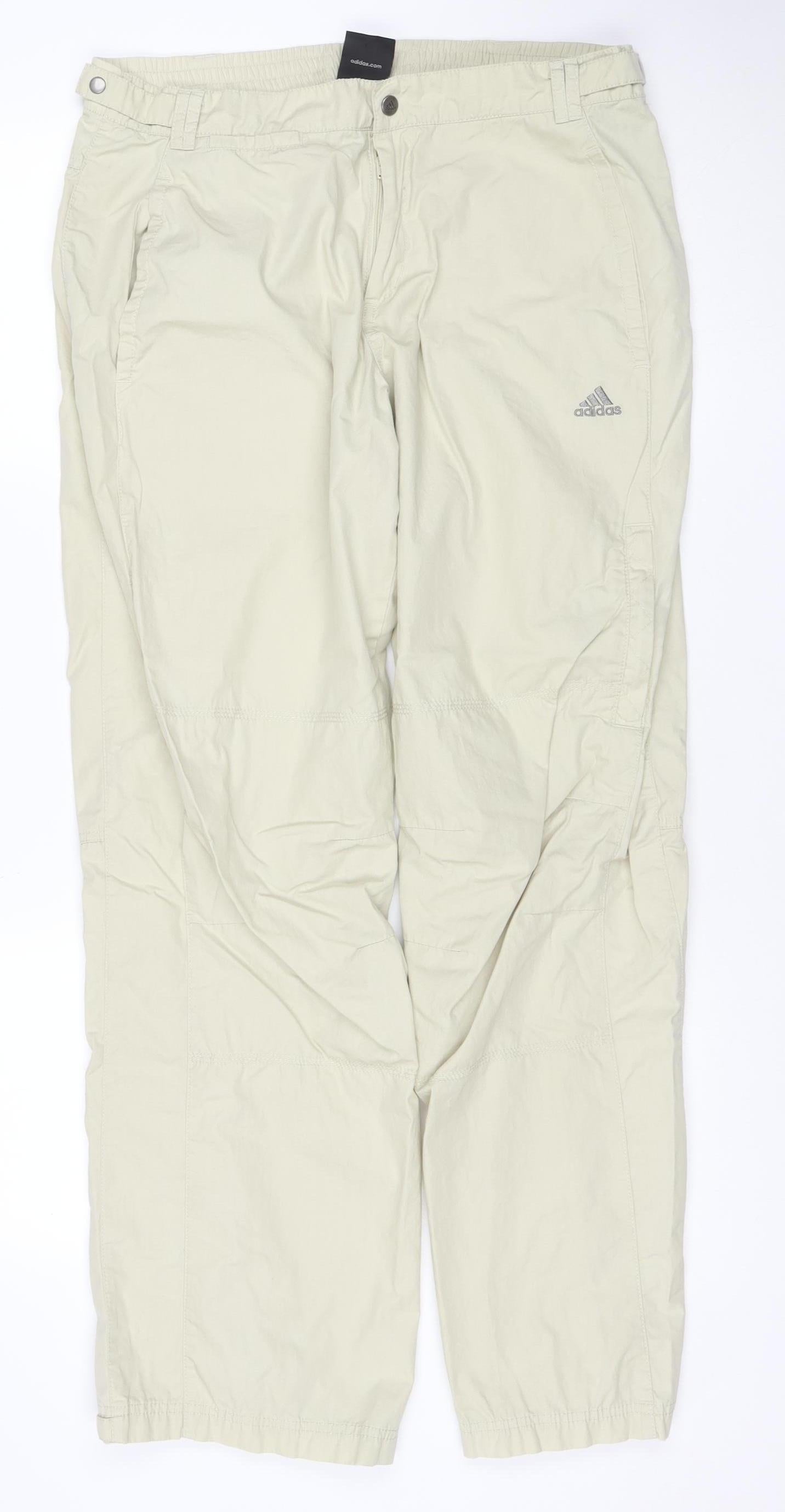 Adidas Men's Beige Cargo Trousers M Lightweight Cotton