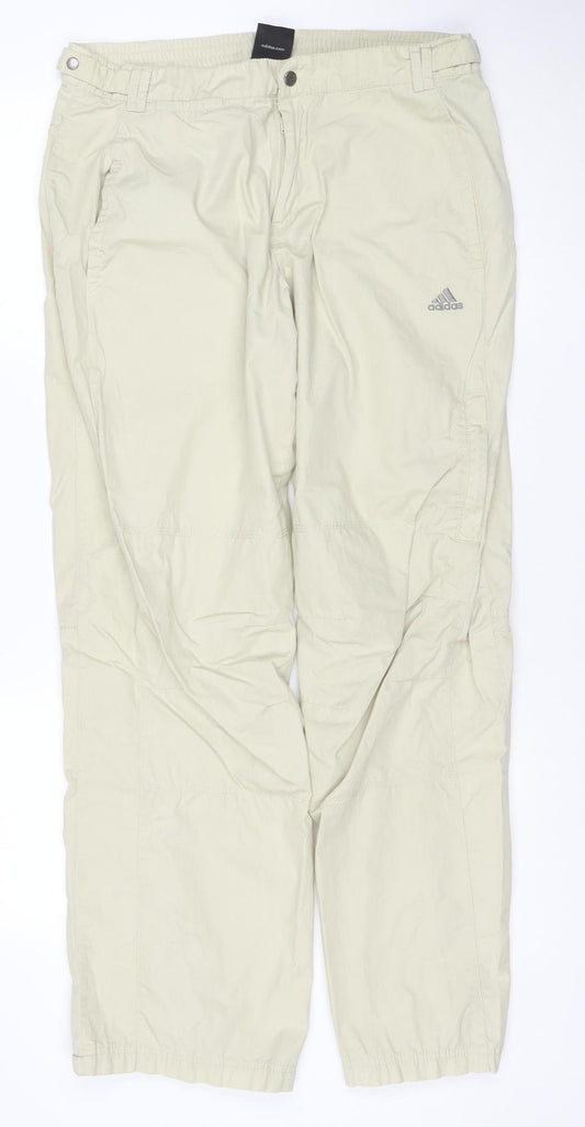 Adidas Men's Beige Cargo Trousers M Lightweight Cotton
