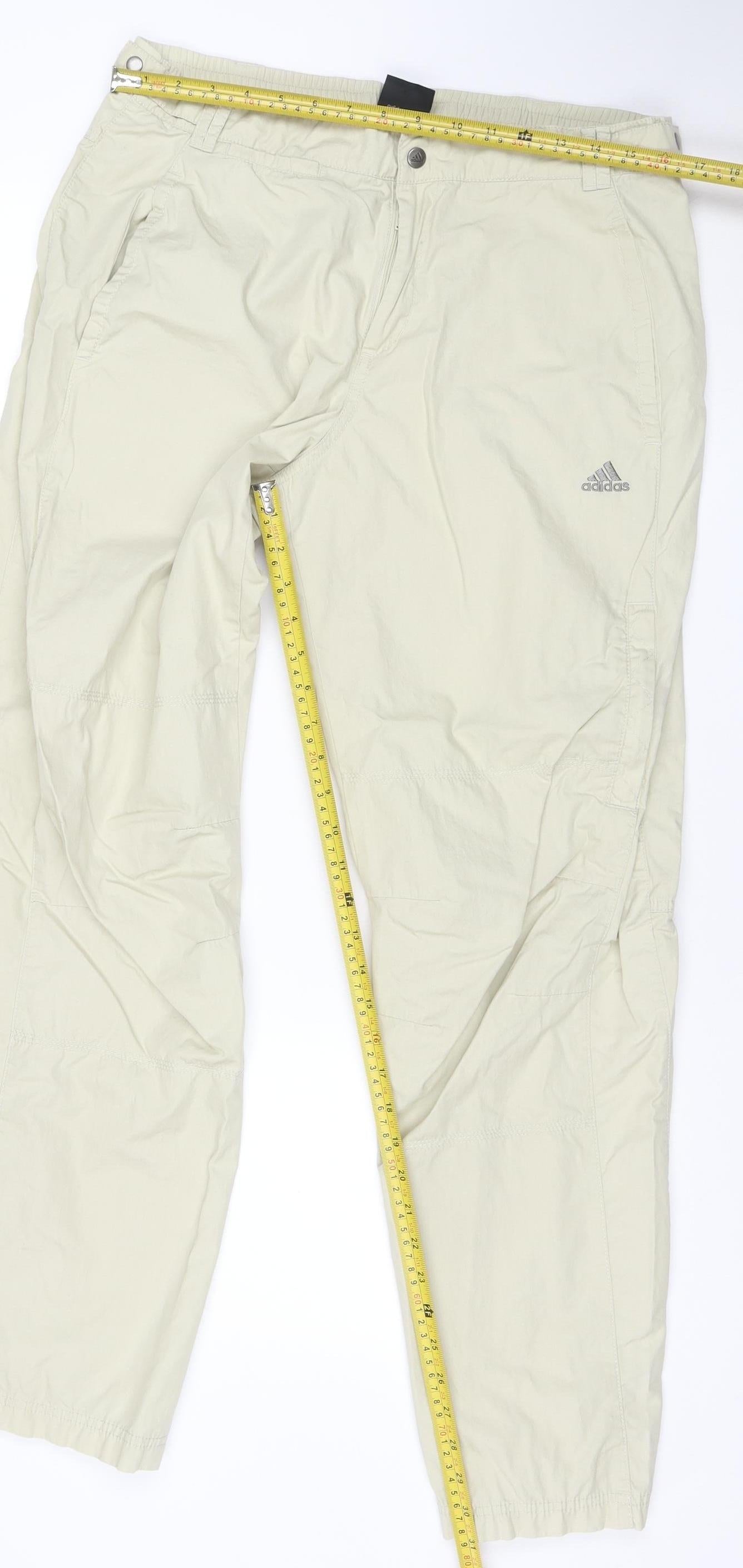 Adidas Men's Beige Cargo Trousers M Lightweight Cotton