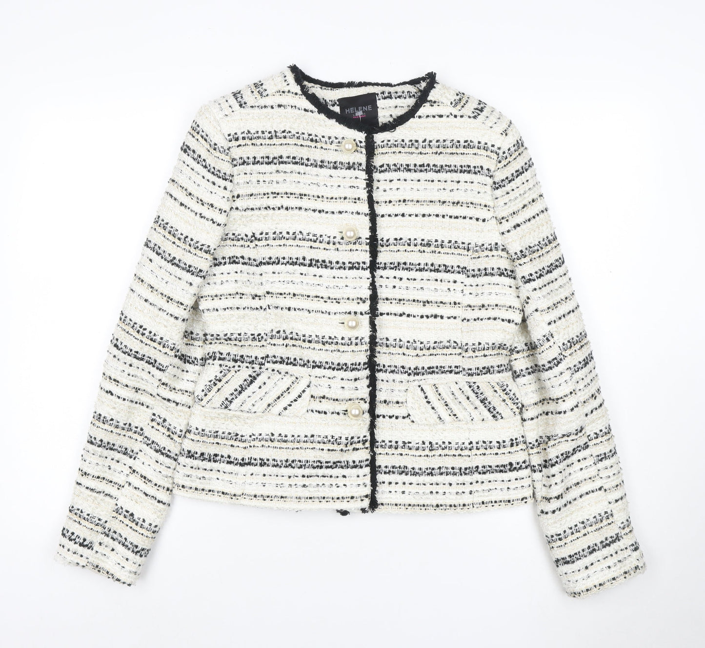 Helene London Women’s Ivory Bouclé Blazer Jacket Size 12