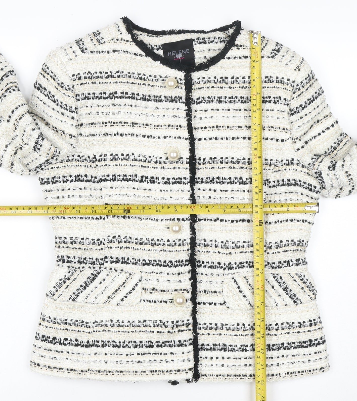 Helene London Women’s Ivory Bouclé Blazer Jacket Size 12