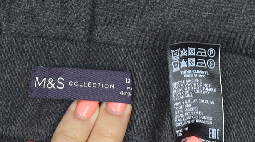 Marks and Spencer Women's Grey Size 12 Stretch Jersey Trousers