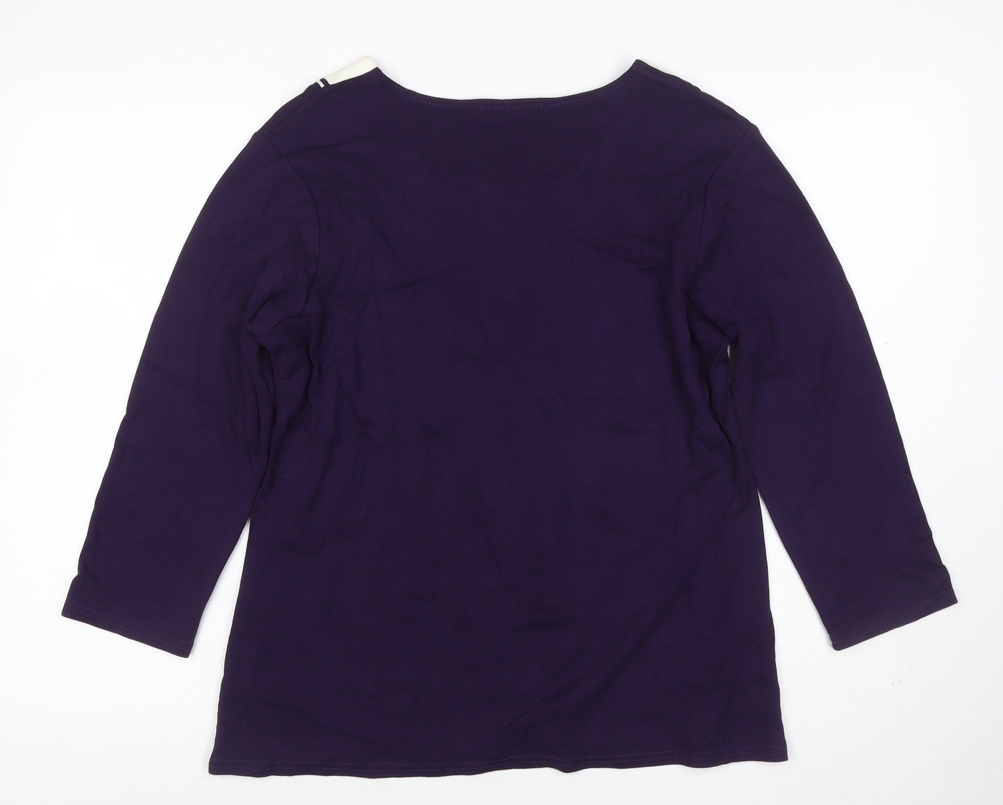 Just Elegance Women's Purple 3/4 Sleeve V-Neck Tunic Blouse Size 18