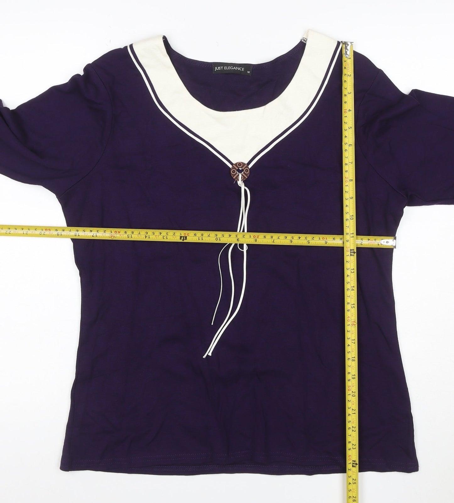 Just Elegance Women's Purple 3/4 Sleeve V-Neck Tunic Blouse Size 18