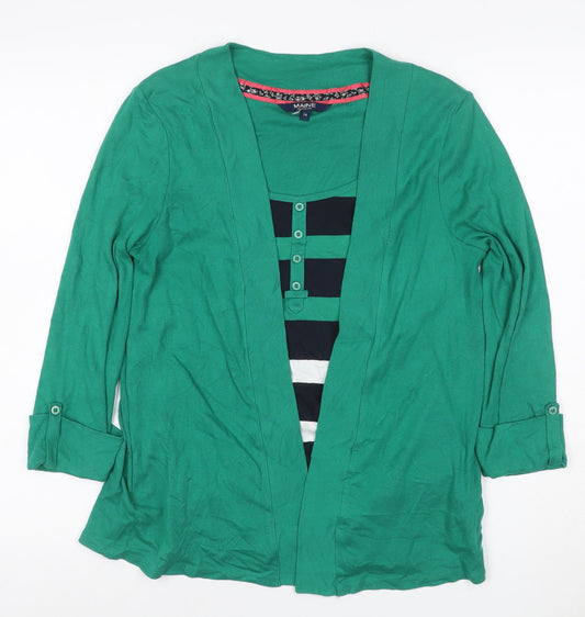 Maine New England Women's Green Size 14 Striped Long Sleeve T-Shirt