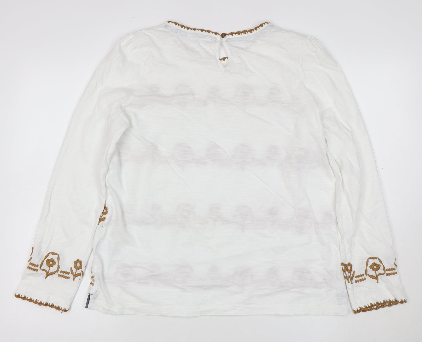 White Stuff Women's White Embroidered Long Sleeve Cotton Tunic UK 16