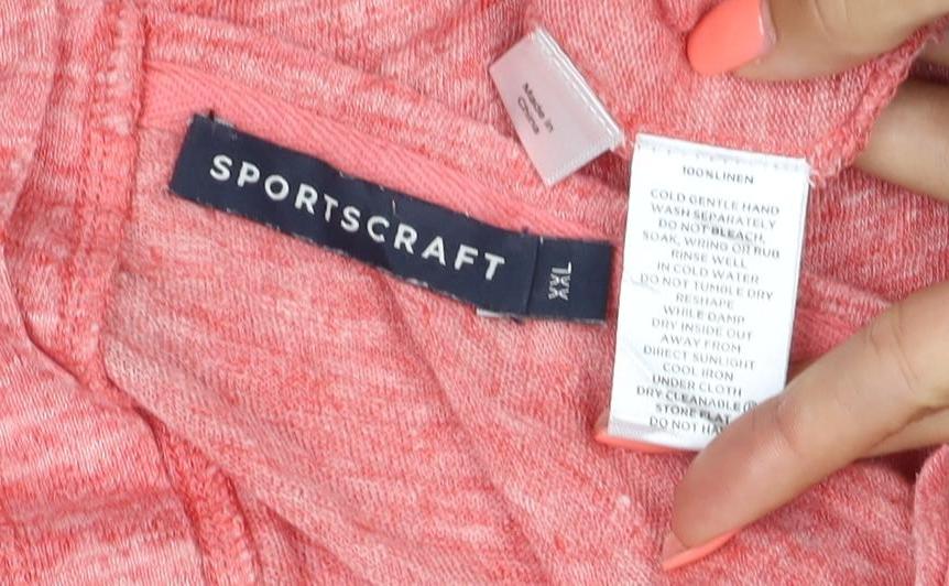 Sportscraft Womens Pink Linen 3/4 Sleeve Blouse Size XL