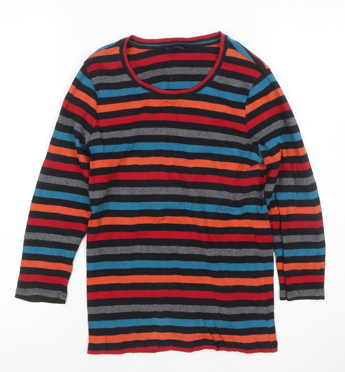Hobbs Women's Multicoloured Striped Cotton 3/4 Sleeve T-Shirt S