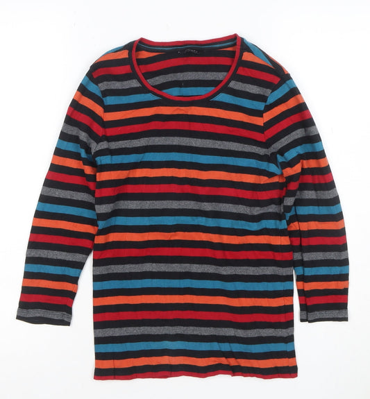 Hobbs Women's Multicoloured Striped Cotton 3/4 Sleeve T-Shirt S