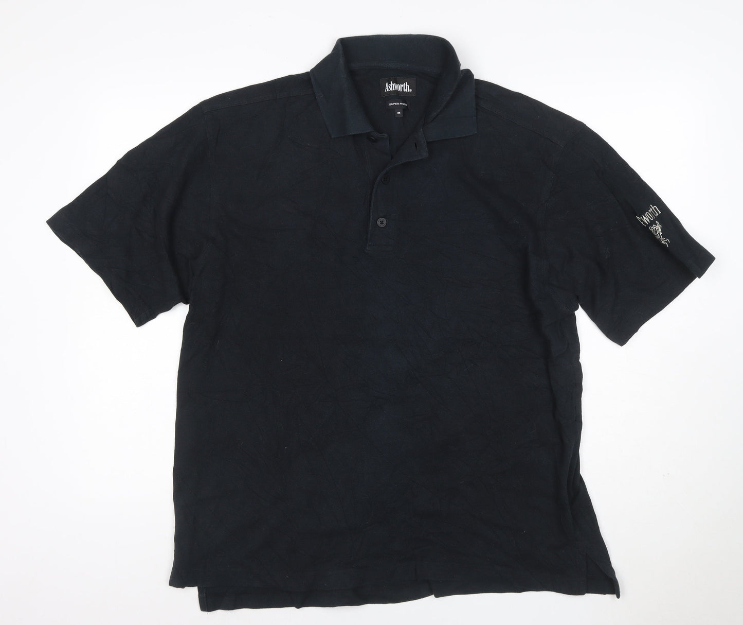 Ashworth Men's Black Cotton Golf Polo Shirt Size M Regular Fit