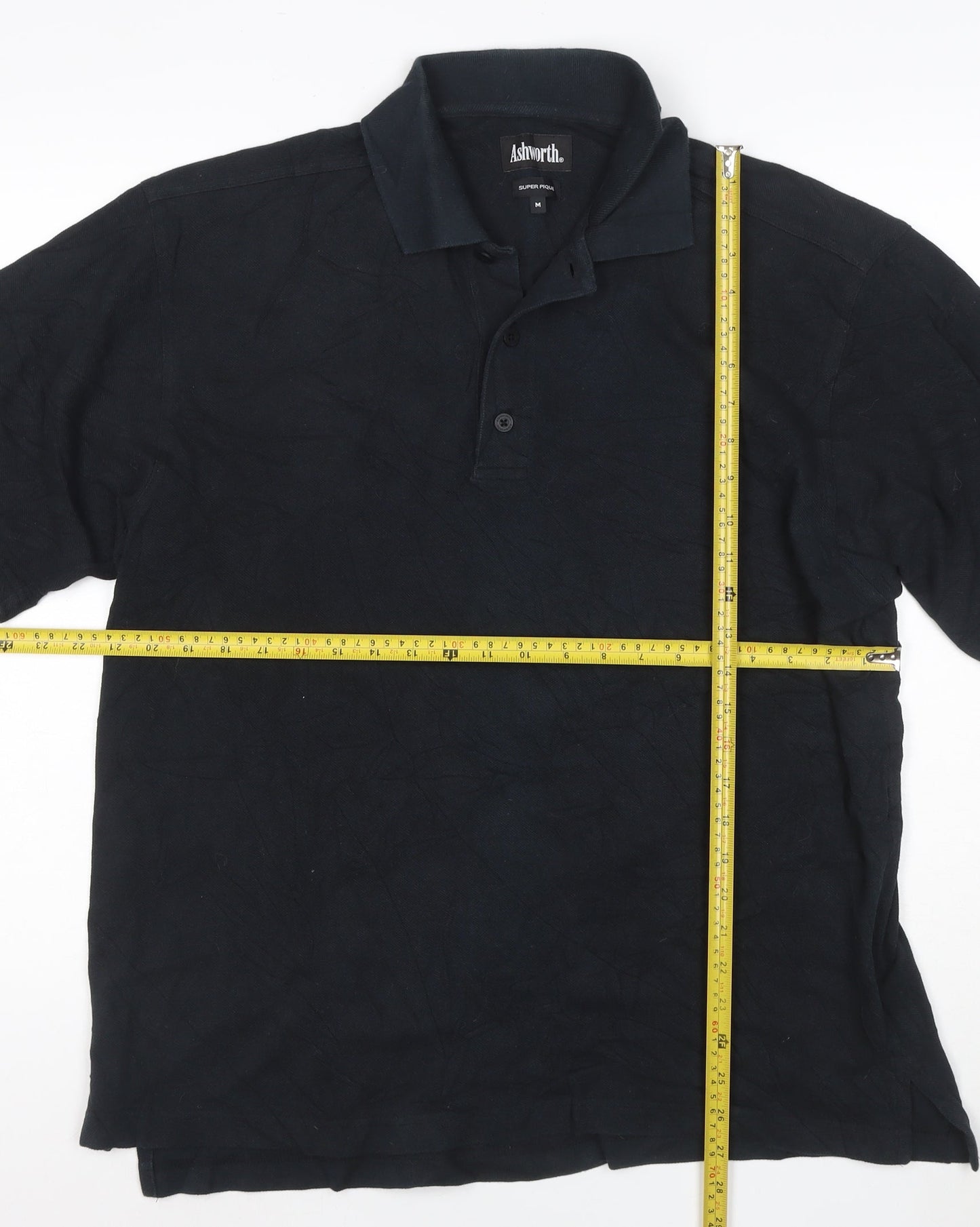Ashworth Men's Black Cotton Golf Polo Shirt Size M Regular Fit