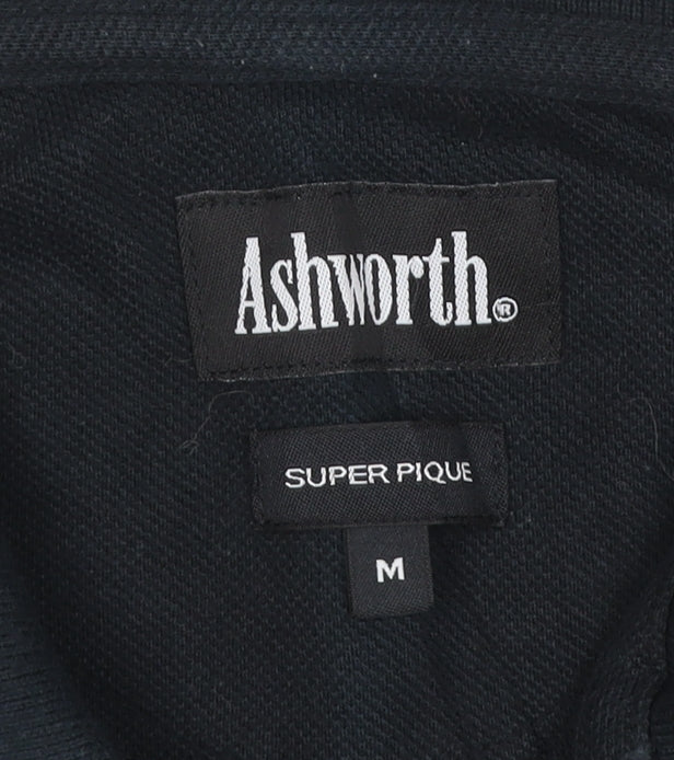 Ashworth Men's Black Cotton Golf Polo Shirt Size M Regular Fit