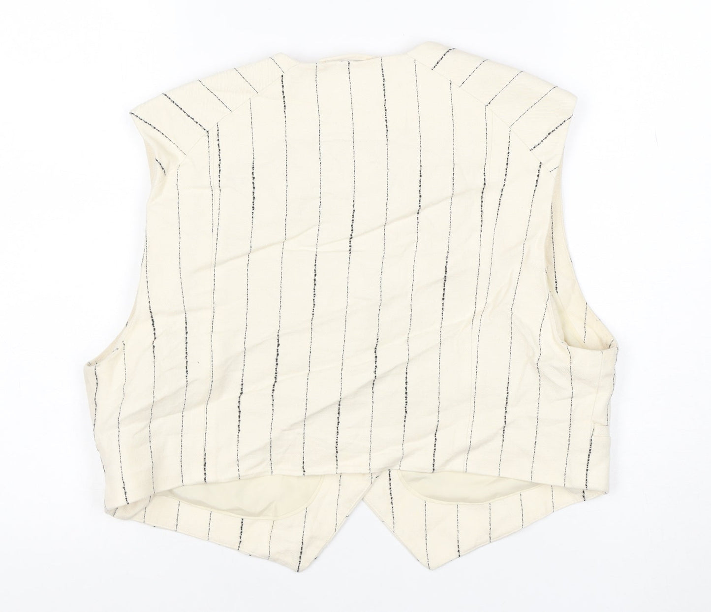 H&M Women Ivory Pinstripe Suit Waistcoat Size L Viscose Blend