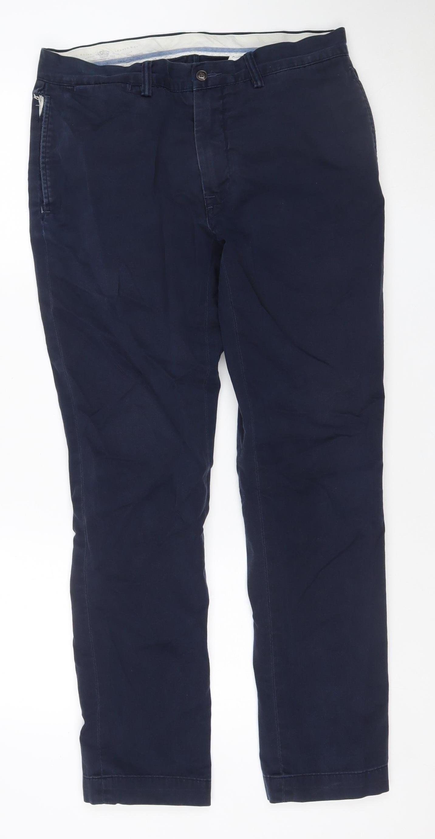Ralph Lauren Men's Blue 32x32 Chino Straight Fit Cotton Trousers