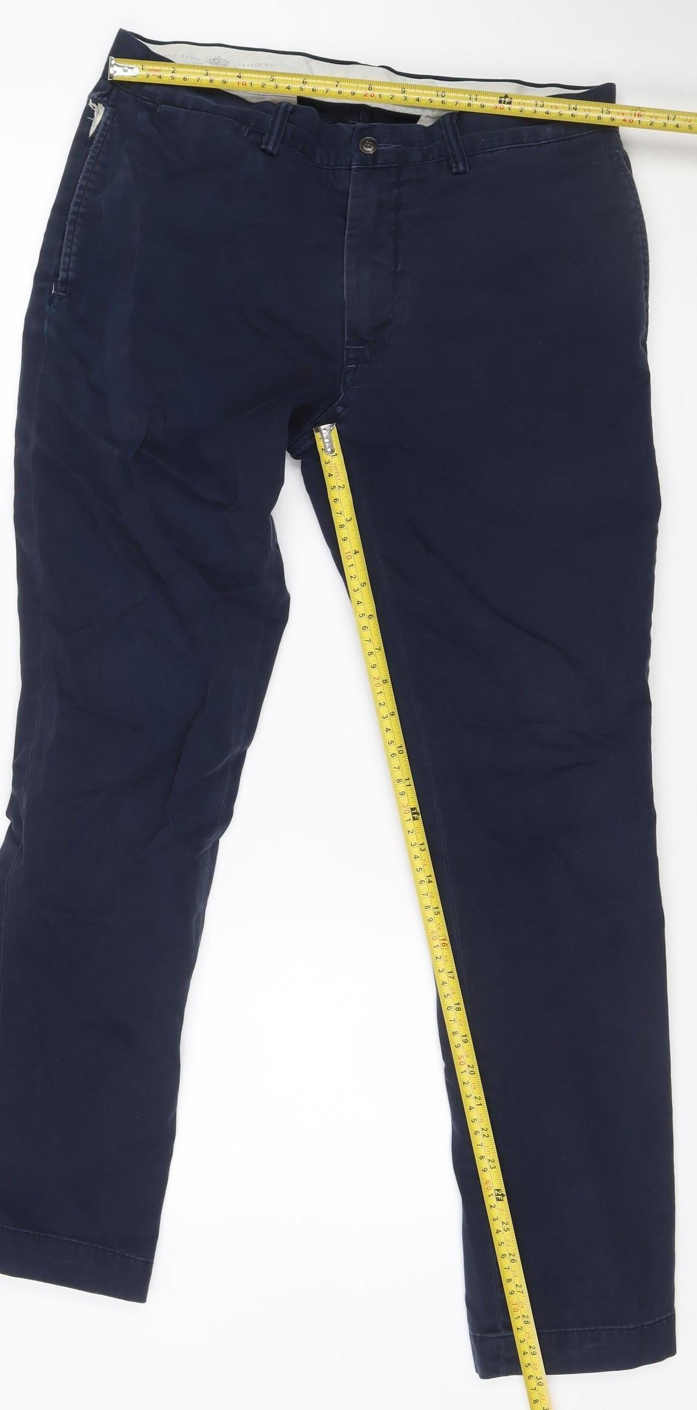 Ralph Lauren Men's Blue 32x32 Chino Straight Fit Cotton Trousers