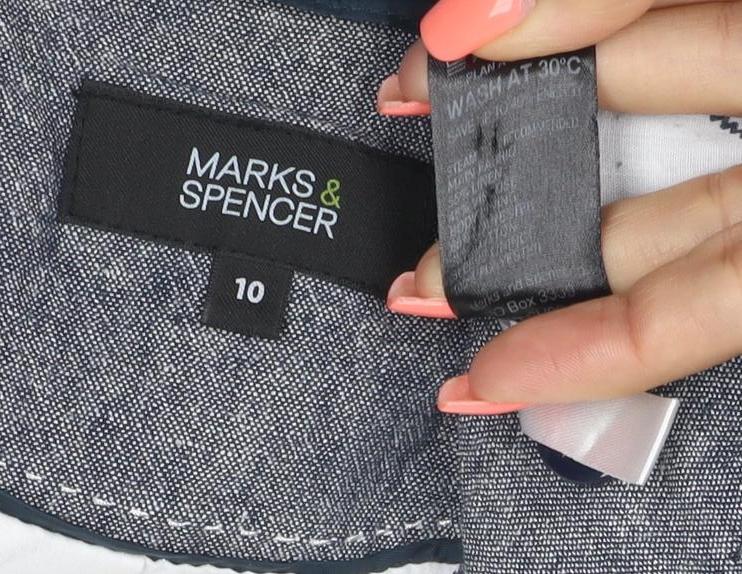 Marks and Spencer Women's Grey Linen Blend Blazer Jacket Size 10