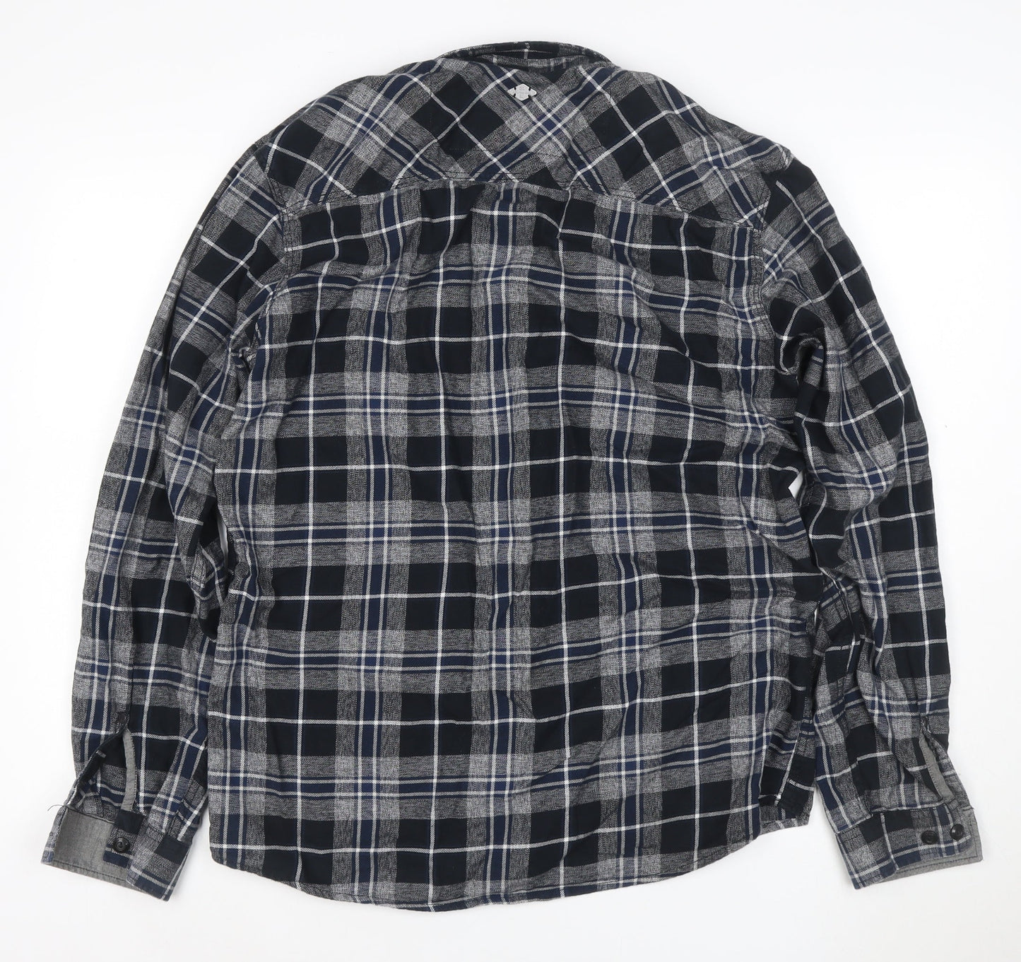 Jack & Jones Men’s Blue Check Flannel Long Sleeve Button-Up Shirt XL