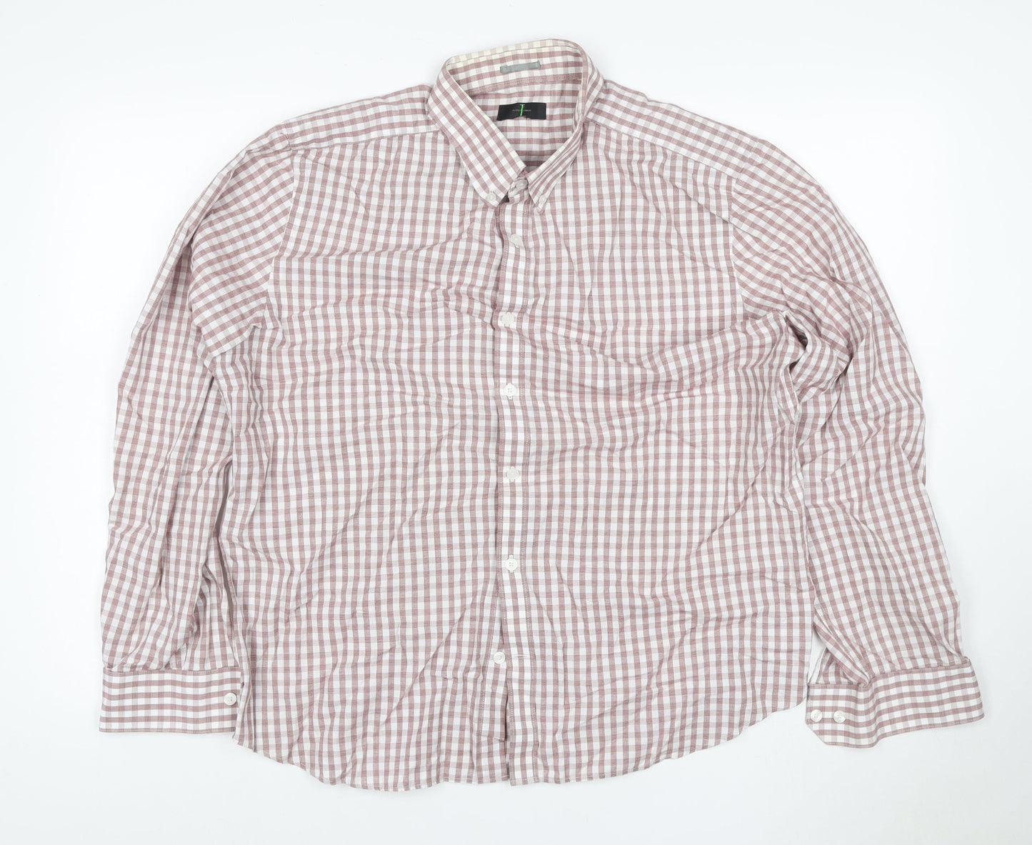 Jasper Conran Men's Brown Check Cotton Long Sleeve Button-Up Shirt L