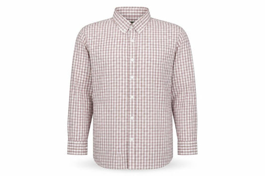 Jasper Conran Men's Brown Check Cotton Long Sleeve Button-Up Shirt L