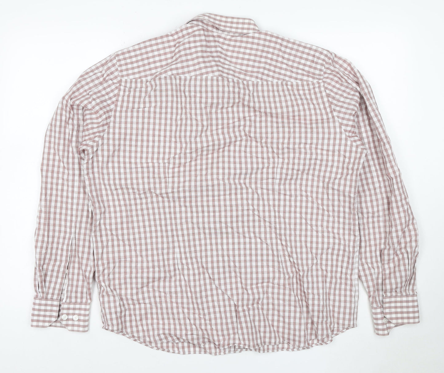 Jasper Conran Men's Brown Check Cotton Long Sleeve Button-Up Shirt L