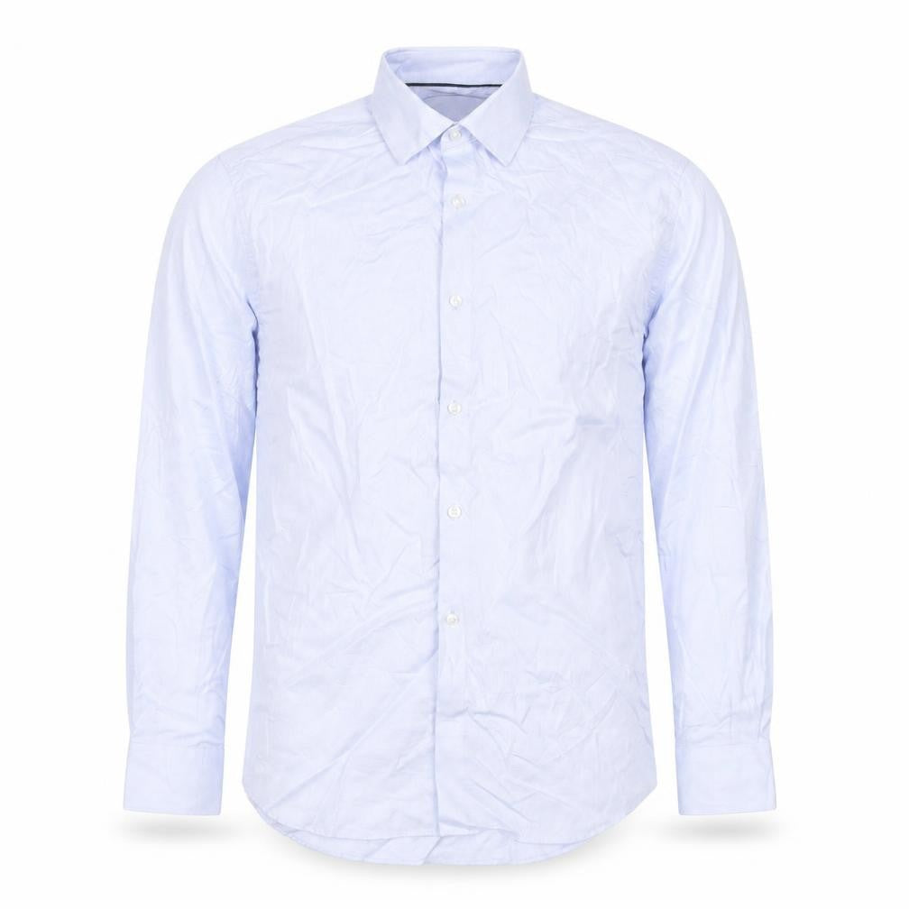 Marks & Spencer Men Blue Regular Fit Cotton Long Sleeve Shirt 15in