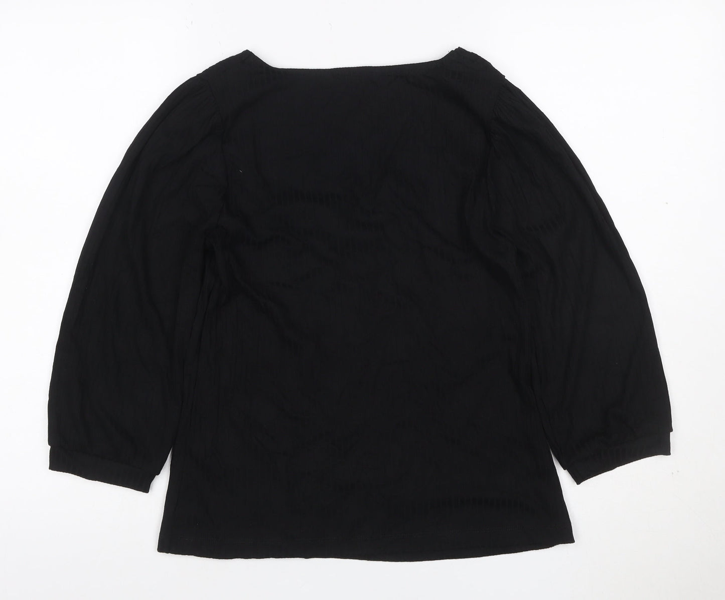 Oliver Bonas Women's Black Square Neck 3/4 Sleeve Blouse UK 10