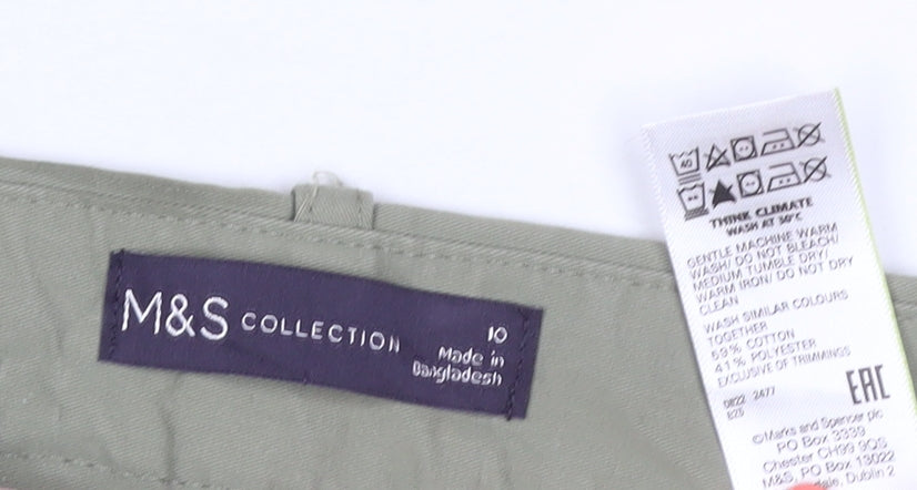 Marks and Spencer Men's Green Slim Fit Chino Trousers Size 10