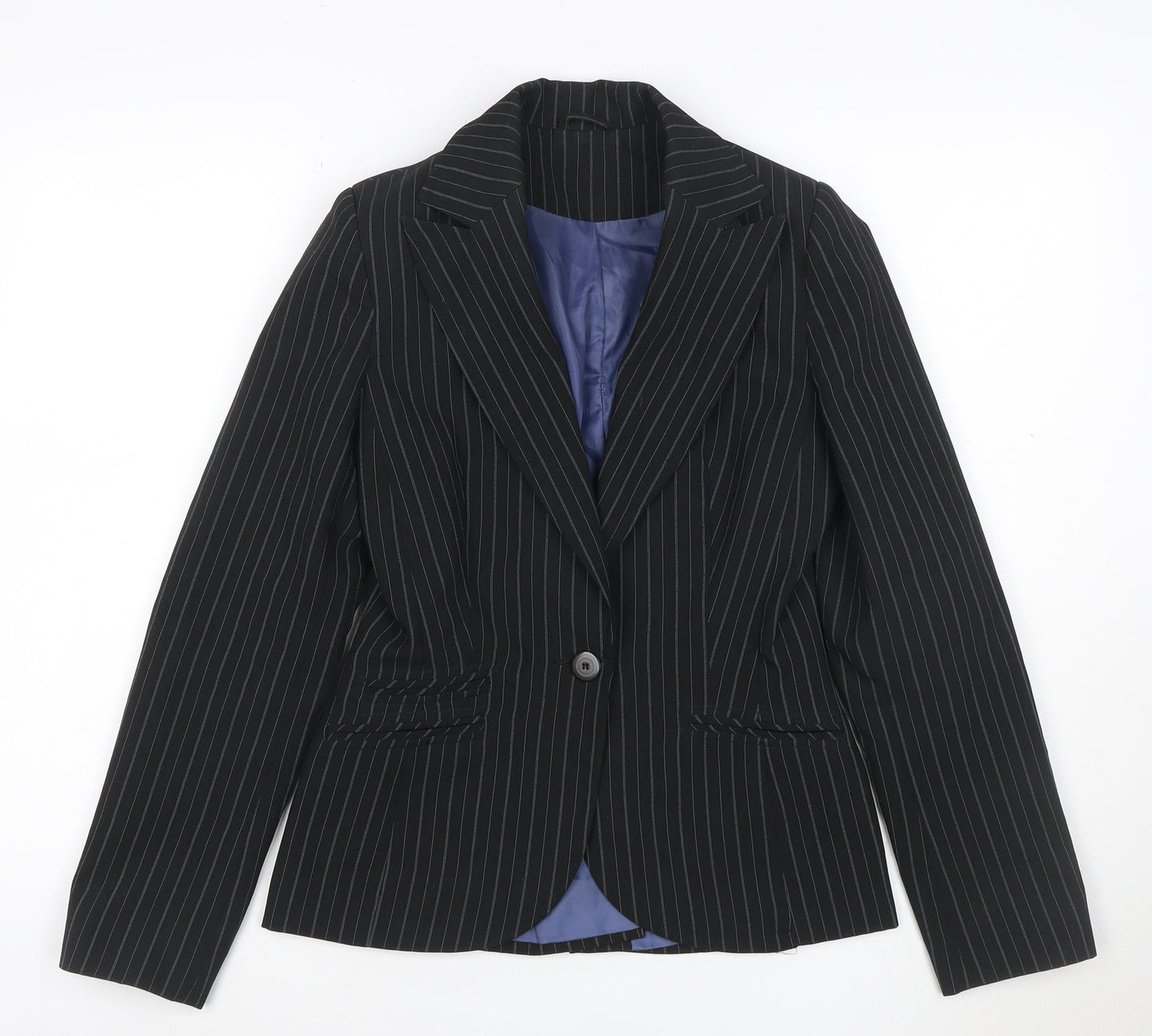 New Look Women's Black Pinstripe Tailored Blazer UK 10