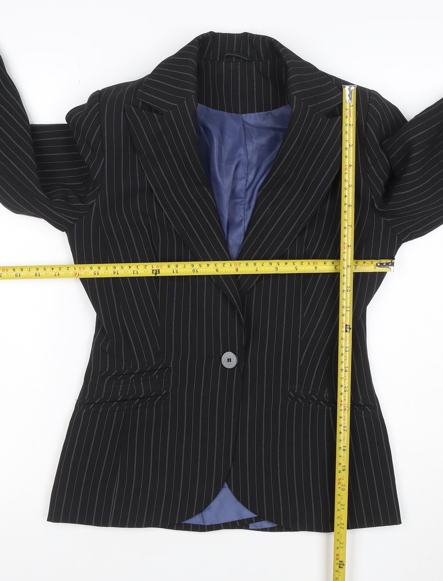 New Look Women's Black Pinstripe Tailored Blazer UK 10