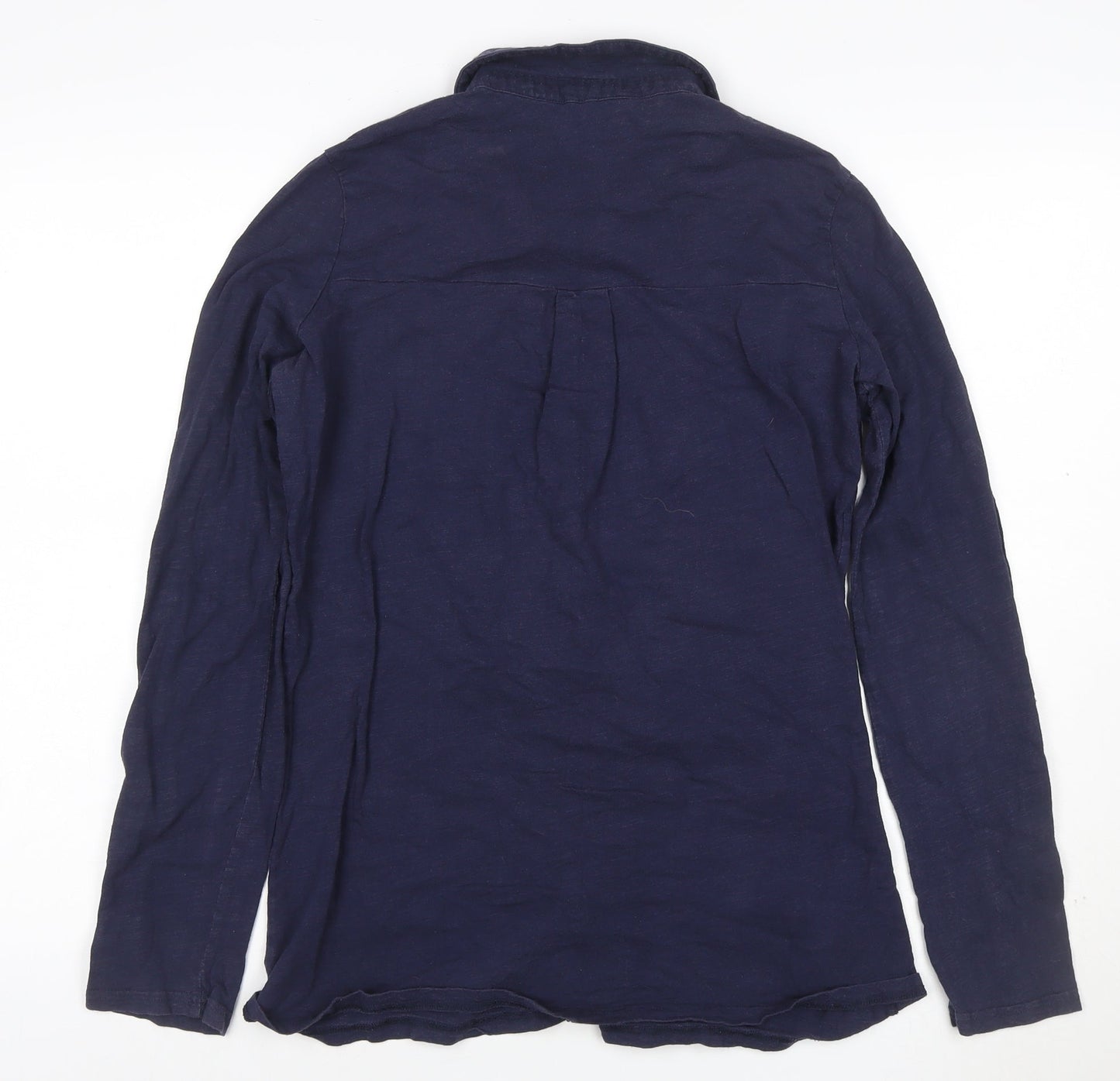 Long Tall Sally Womens Blue Button-Up Cotton Shirt XS
