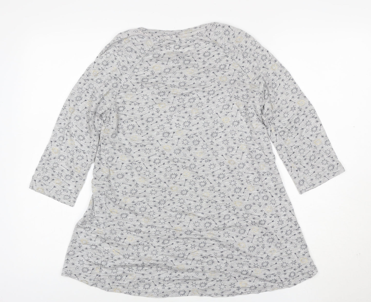 Boden Women Grey Star Print Tunic T-Shirt XS 3/4 Sleeve