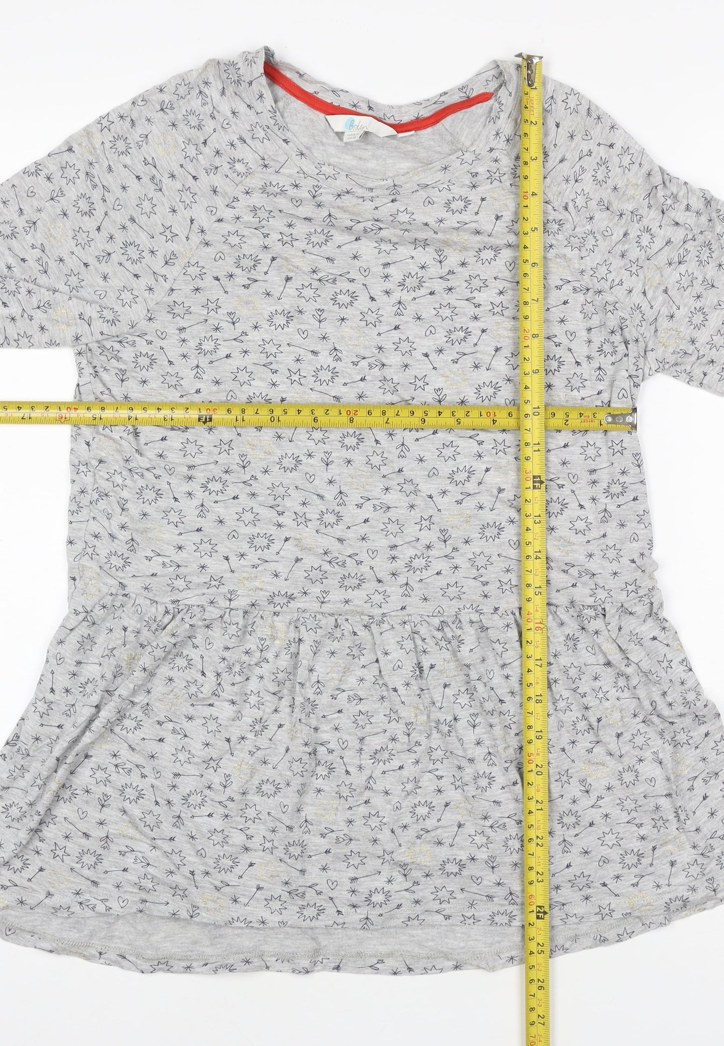 Boden Women Grey Star Print Tunic T-Shirt XS 3/4 Sleeve