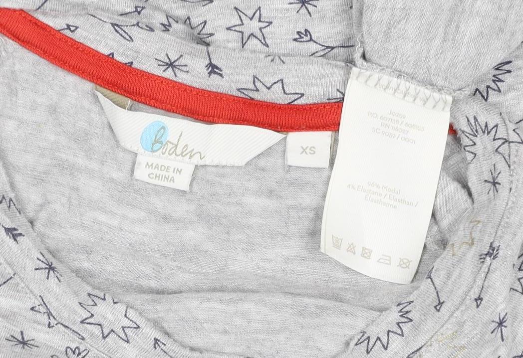 Boden Women Grey Star Print Tunic T-Shirt XS 3/4 Sleeve