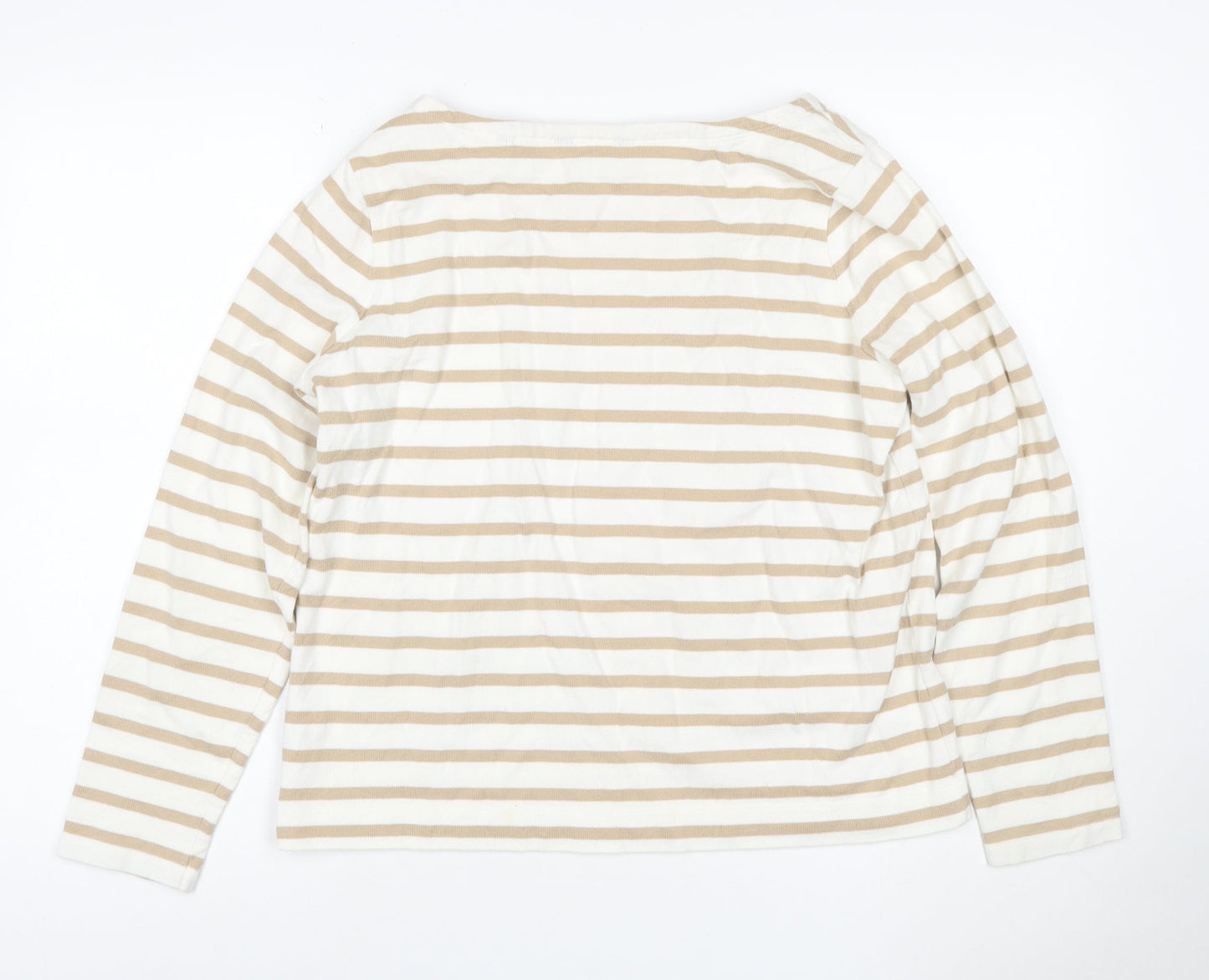 GANT Women Beige Stripe Pullover Sweatshirt Cotton L