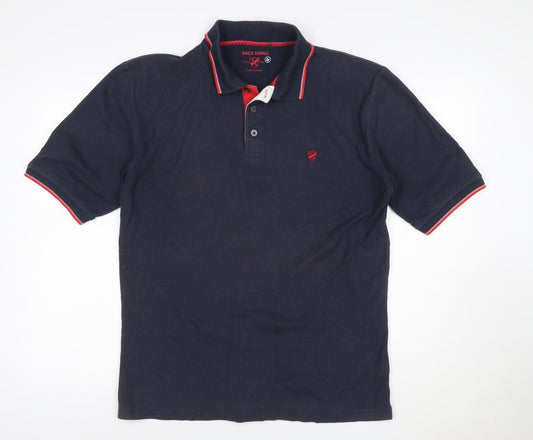 Back Swing Men's Blue Polo Shirt M Regular Fit Short Sleeve Cotton Blend