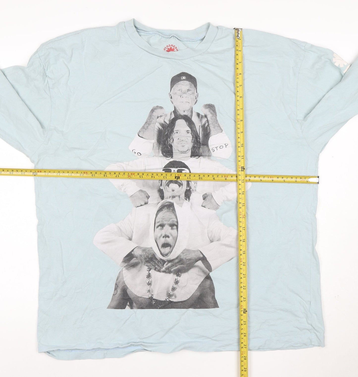 Red Hot Chili Peppers Men's Blue Long Sleeve Band Tour T-Shirt Size L