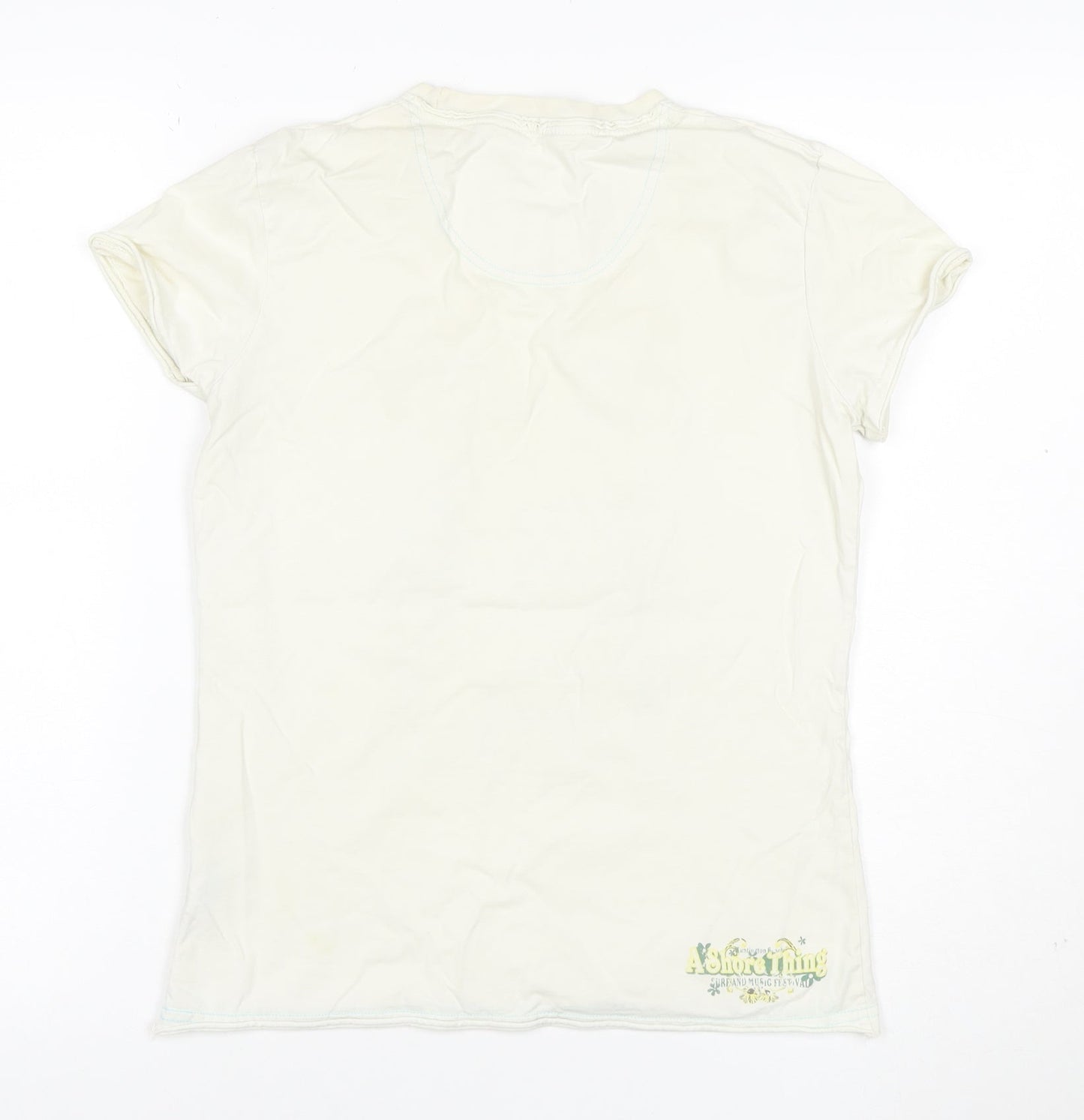 Fat Face Women’s Ivory Graphic Surf T-Shirt Size 10 Cotton