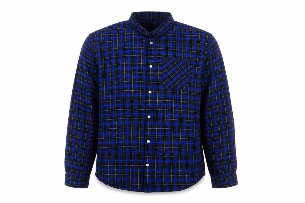 River Island Men's Blue Check Cotton Button-Up Shirt XL