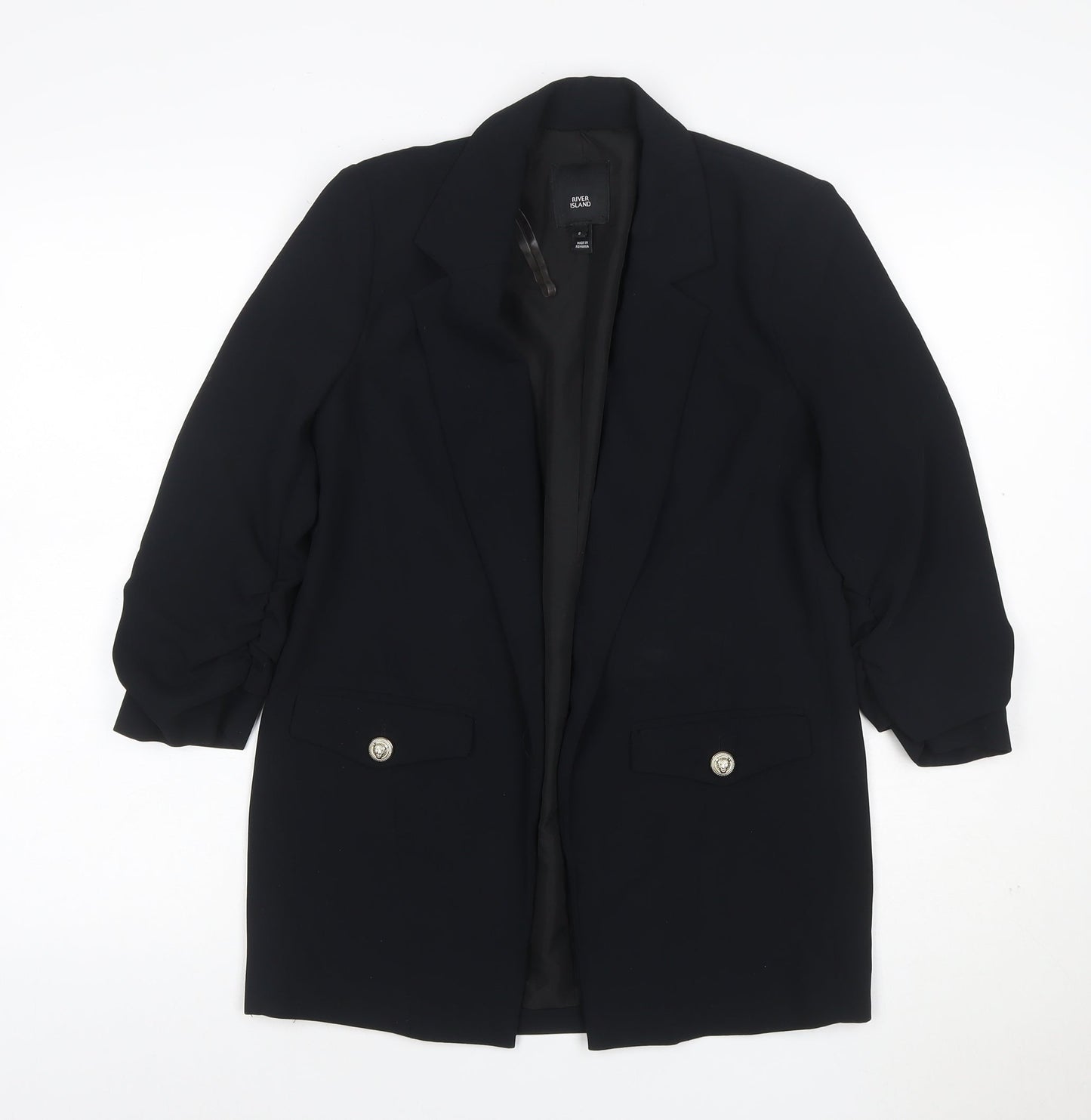 River Island Women’s Black Size 6 Long Tuxedo Blazer Jacket