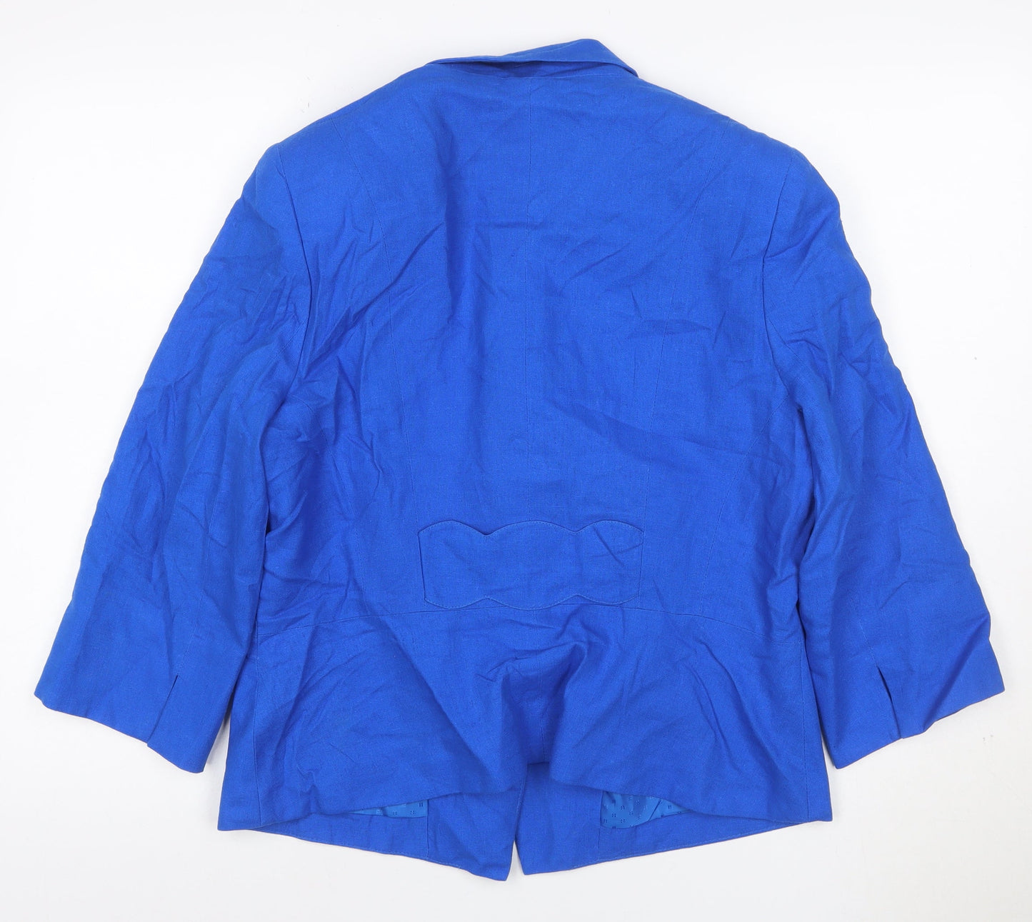 Debenhams Women Blue Linen Blend Blazer Size 16 One Button Jacket