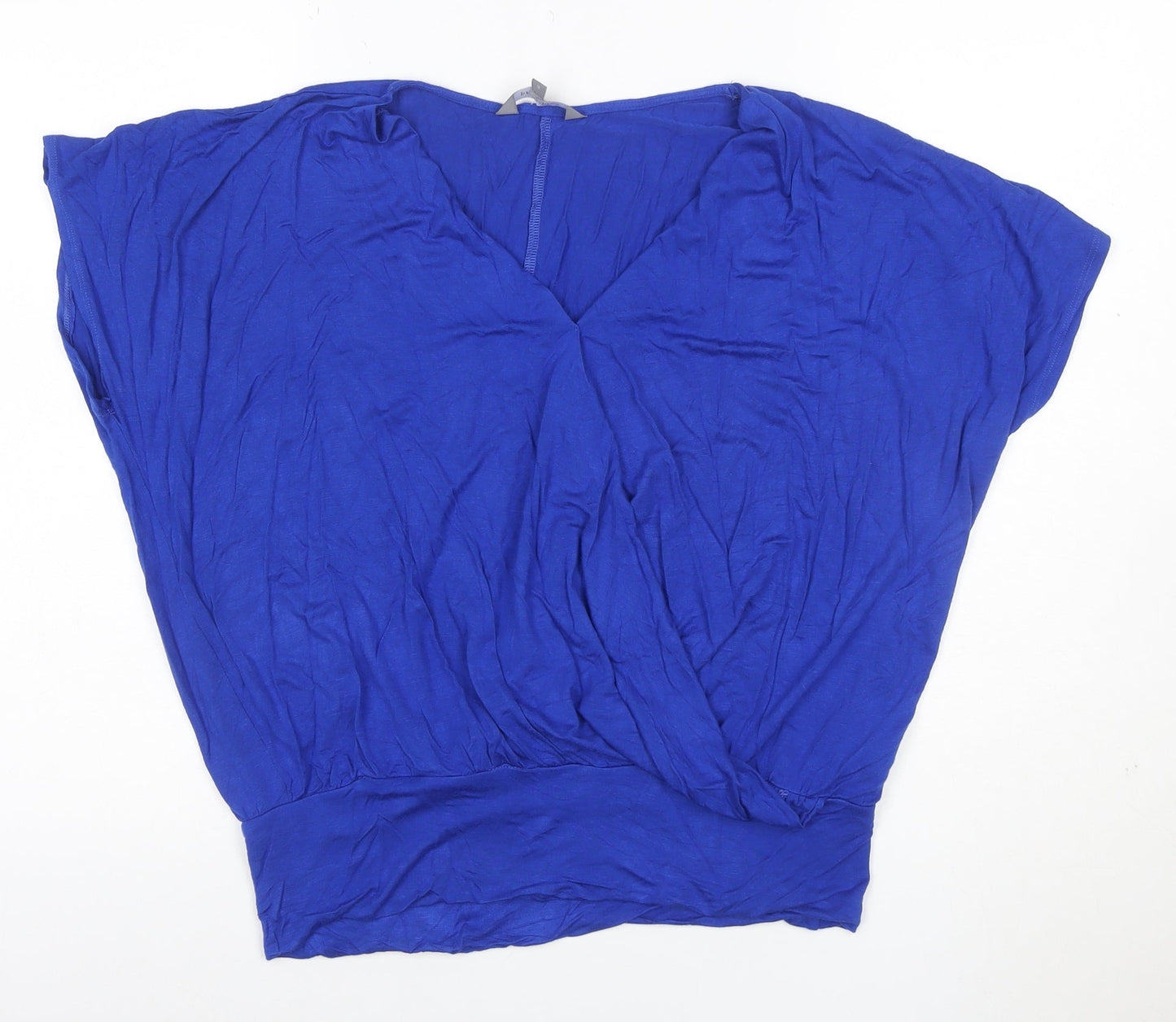 Principles Women's Blue V-Neck Jersey Wrap Blouse Size 14