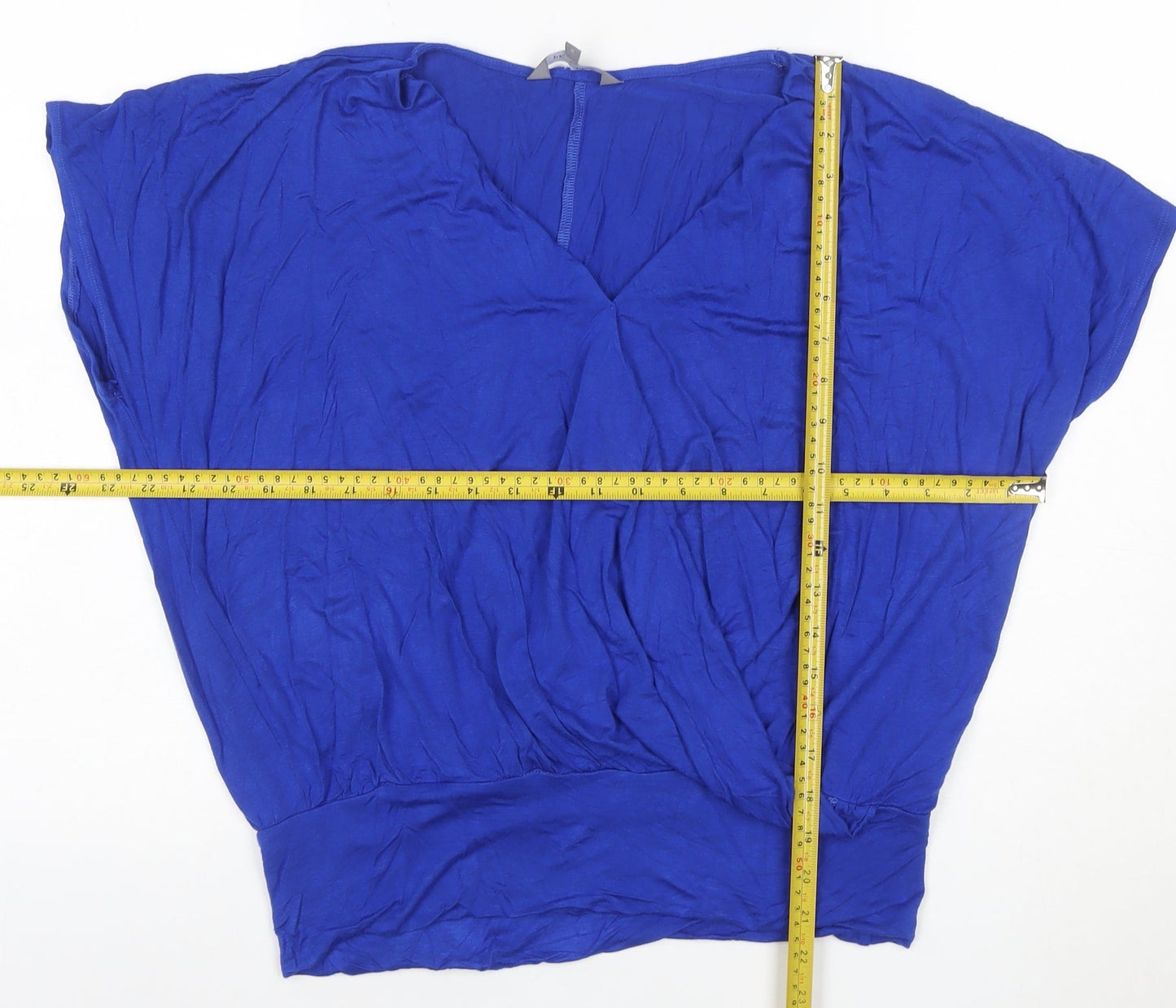 Principles Women's Blue V-Neck Jersey Wrap Blouse Size 14