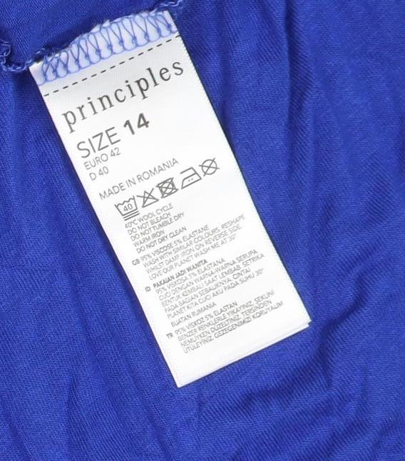 Principles Women's Blue V-Neck Jersey Wrap Blouse Size 14