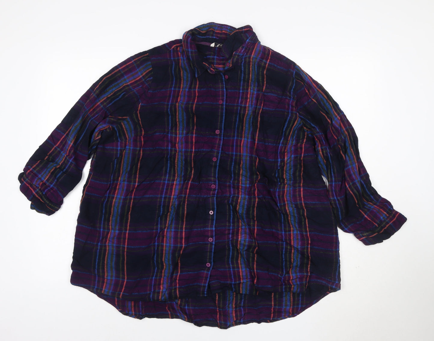 Tu Women’s Multicoloured Check Cotton Button-Up Shirt Size 26