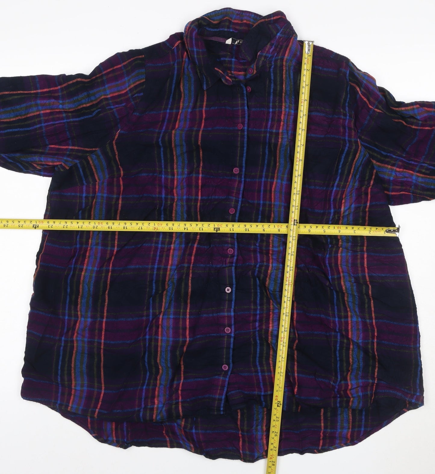 Tu Women’s Multicoloured Check Cotton Button-Up Shirt Size 26