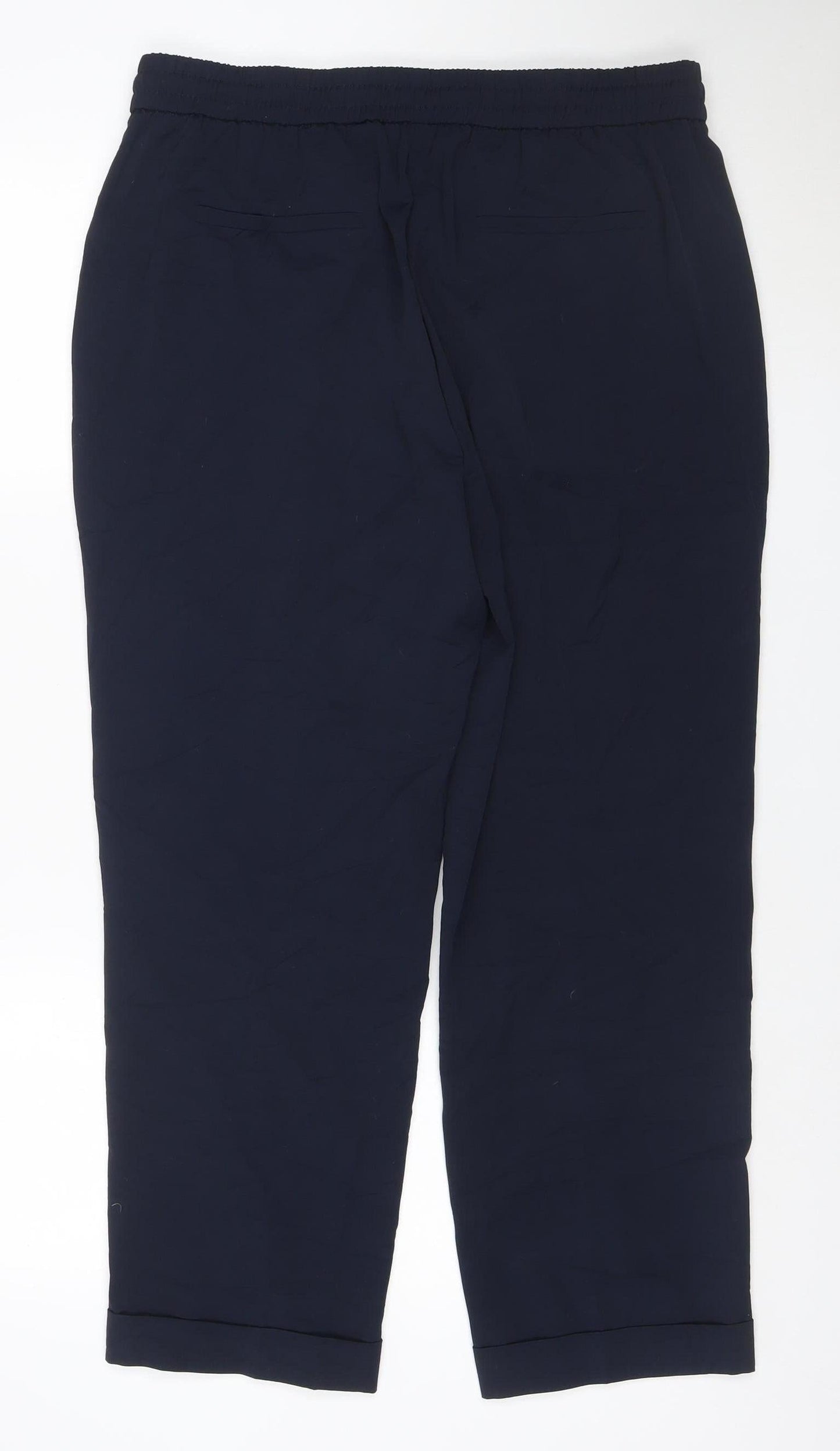 Next Women Navy Blue Size 16R Elastic Waist Straight Trousers
