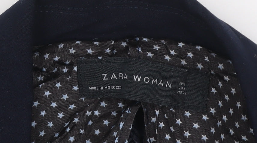 Zara Woman Navy Blue Single-Breasted Blazer Jacket UK 8