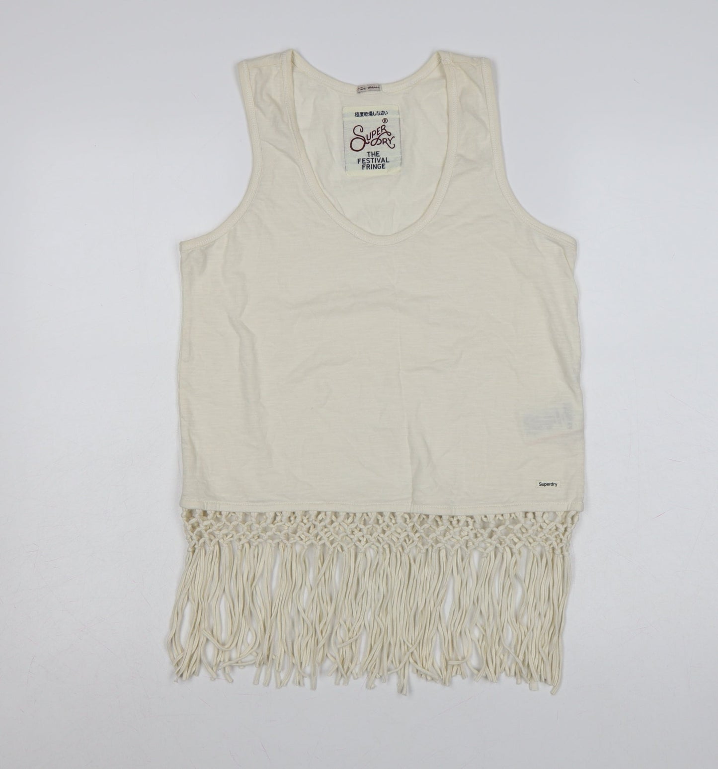 Superdry Womens Ivory Fringe Festival Tank Top Size S