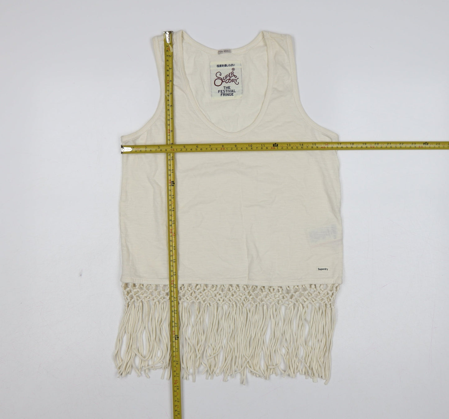 Superdry Womens Ivory Fringe Festival Tank Top Size S