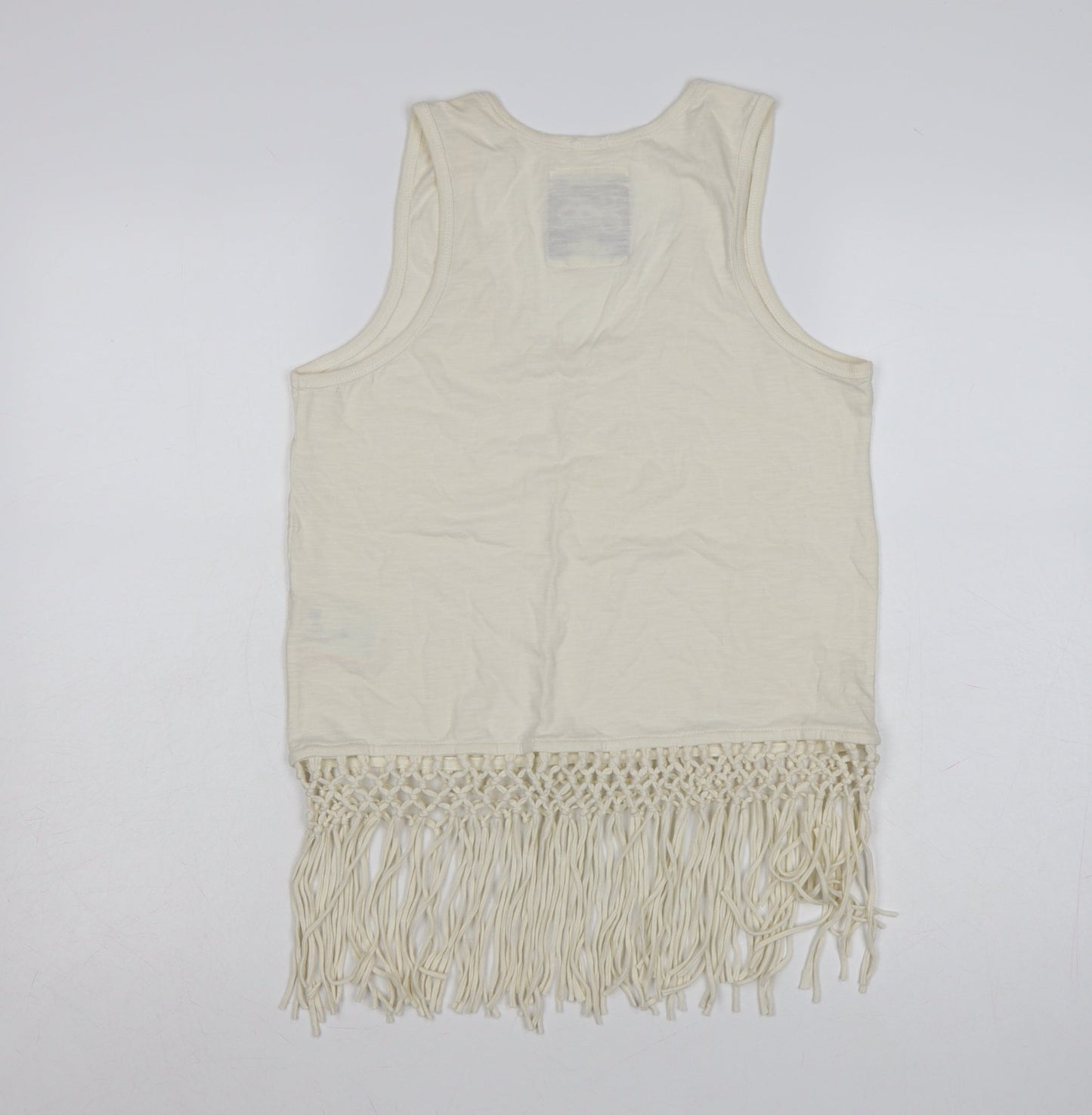 Superdry Womens Ivory Fringe Festival Tank Top Size S